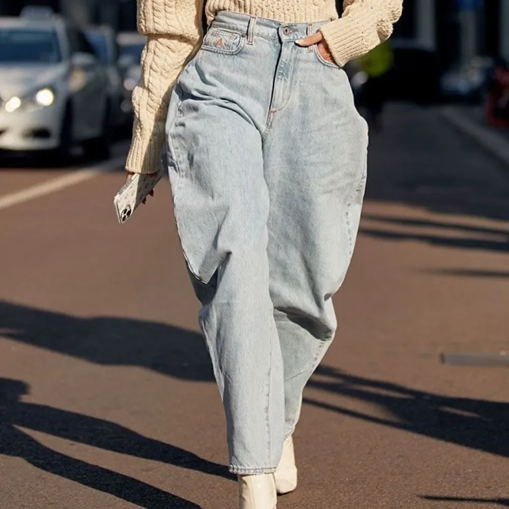 Simple Society High waist rise balloon jean jeans roll cuff NEW NWT light wash